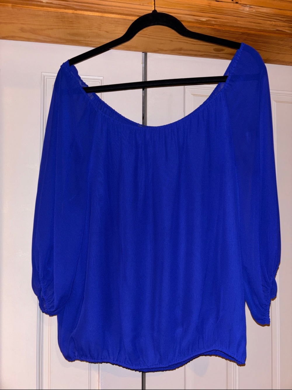 Vince Camuto Electric Blue Off-Shoulder Blouse